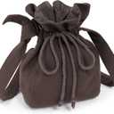 FURPHI Medieval Drawstring Shoulder Bag Renaissance Canvas Dice Bag Coin Purse Ren Faire Costume Accessories (Brown)