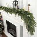 Dingion 1pcs 9ft Thicker Norfolk Pine Cypress Cedar Garlands with Green Berry, Artificial Soft Christmas Pine Garland, Green Greenery Garland for Table, Mantle, Stairs Railing Christmas Decorations