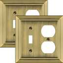 Metal Wall Plate for Electrical Outlets, Decorative Antique Brass Switch Plates Outlet Cover, Light Switch Cover Plate, 2-Gang Wall Plates (Toggle/Duplex, 2 Pack)