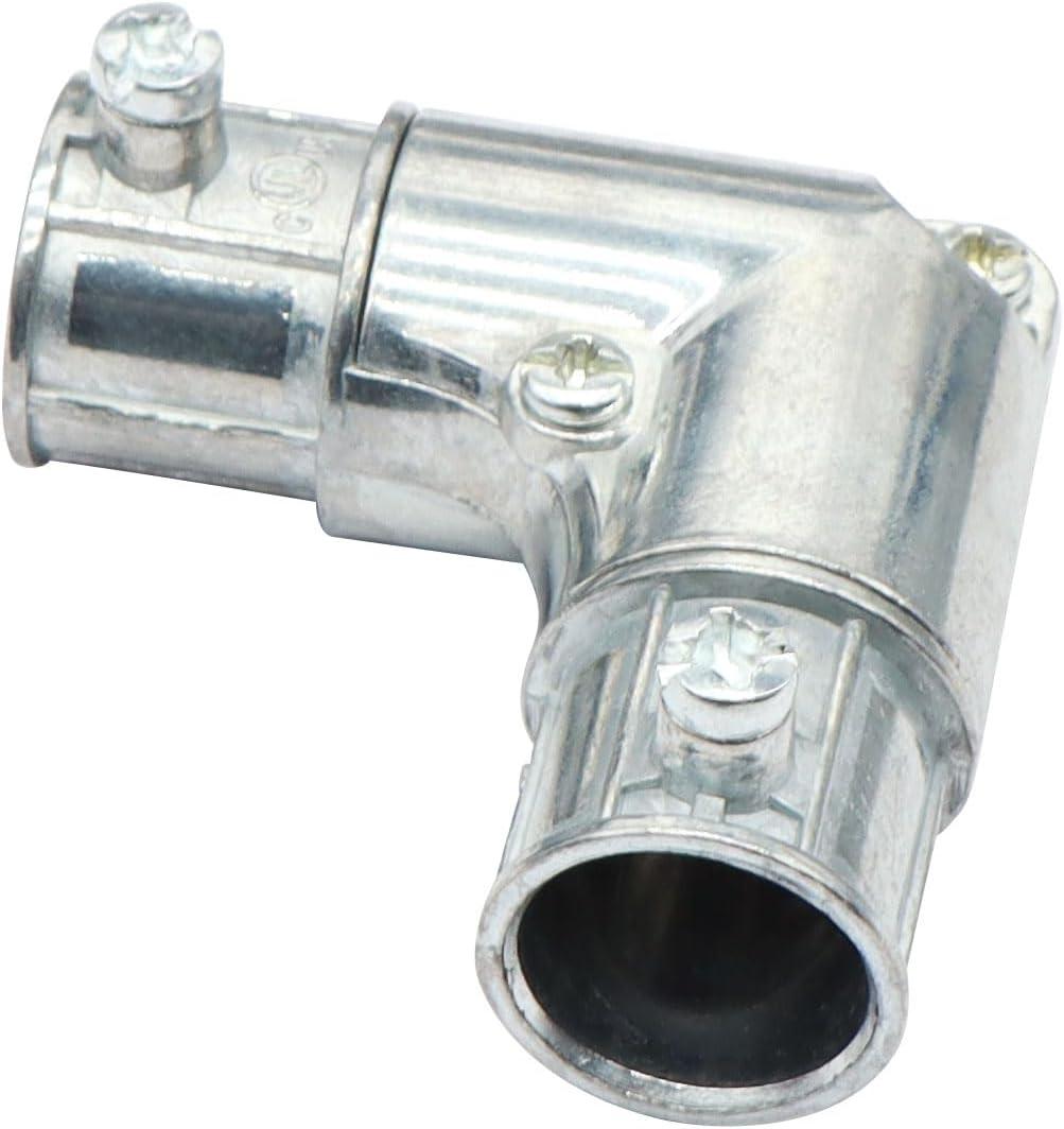 Xadnitu 10 Pieces 1/2" EMT to EMT 90 Degree Connector, Inside Corner Pulling Elbows, Metallic Die-Cast Capped Coupling Conduit Fitting for Factory, Garden Pipes