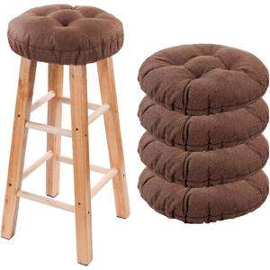 Bar Stool Covers Set of 4, Stool Covers Round with Elastic Band Pad, Soft Stool Seat Covers, Nonslip and Washable, 12 Inch, Brown