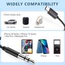 USB C to 3.5mm Audio Aux Jack Cable,3.3 ft, aux Cord for iPhone,Type C to 3.5mm Aux Headphone Stereo Cord Car Cable for iPhone 16/16 Pro, Samsung Galaxy S25 and Other iOS and Android Devices(Black)