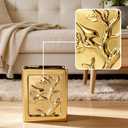 Gold Bathroom Trash Can,Luxury Ceramic Hand Carved Decor Garbage Can,1.32 Gallon/5 Liter Stylish Small Waste Basket for Bathroom,Office,Party,Room