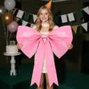 Pink Bow Coquette Birthday Decorations: Velvet Big Bow Party Themed Backdrop 30in Large Room Wall Decor Giant Door Wedding Engagement Bridal Bachelorette Baby Shower Christmas Graduation Decoration
