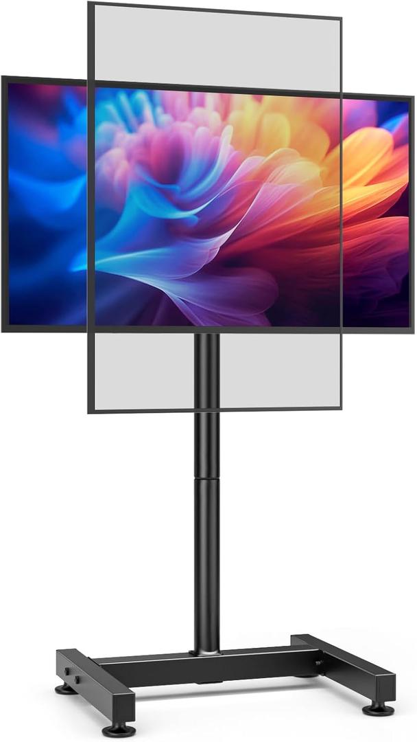 AX WABER TV Floor Stand for 13-50 inch Screens Holds up to 77lbs, Tilting and Height Adjustable Monitor Floor Stand Mount,Tall Standing TV Stand for Bedroom, Dorm Room, Office, Max VESA 200x200mm