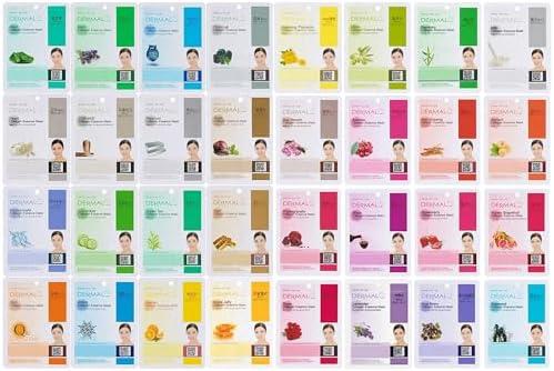 DERMAL Korea Collagen Essence Full Face Facial Mask Sheet 24 Full Color SET