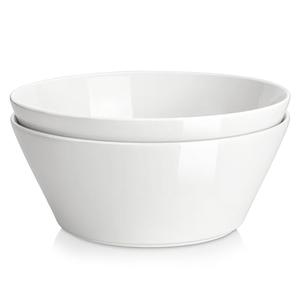 MALACASA Serving Bowls, 105 OZ Large Salad Bowls Set of 2, Porcelain White Bowls for Kitchen, Deep Bowls for Salad, Soup, Pho and Fruit, Ceramic Serving Bowls for Party, Microwave Safe, Series Regular