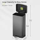 EKO Hudson Stainless Steel 75 Liter/20 Gallon Large Kitchen Trash Can, Tall Step Garbage Can with Rear Bag Storage Compartment, Gunmetal