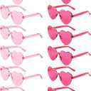 12 Pairs Heart Shaped Sunglasses Candy Color Rimless Fun Heart Glasses for Women Party Favors