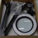 10X Magnifying Glass with Light and Clamp, Real Glass Stand Lighted Magnifier, 5 Color Modes Stepless Dimmable LED Desk Lamp Hands Free for Crafts Hobby Reading Painting Sewing Close Work (Black)