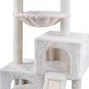 AIWIKIDE 37.4" Cat Tree Tower with Twin Cat Condos for Indoor Cats, All-in-One Activity Center with Cat Scratching Post Cozy Sleeping Perch Hammock and Toy Balls,Beige