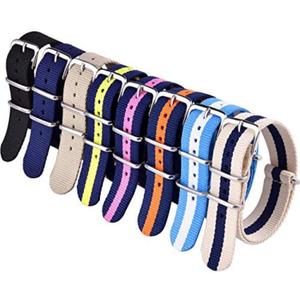 Ritche Christmas Gift Military Ballistic Nylon 8 Packs 16mm Watch Band Replacement Watch Straps for Men Women, White Elephant Gifts, Stocking Stuffers for Men