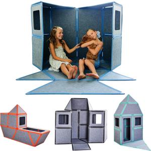 Superspace Giant Magnetic Fort Building Panels - The Big Set, Blue, 24 Panels, Life-Size Magnetic Tiles Kids, Build Forts Castles Rockets, STEM Toy Ages 3-10+, Eco-Felt, Indoor & Outdoor, Large (Gray)