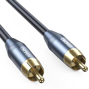 FEMORO Subwoofer Cable 10 ft, Single RCA Cables Dual Shielded Wire 24K Gold-Plated Plugs Deep Bass Replacement for SVS Klipsch Yamaha Sub AV Receivers
