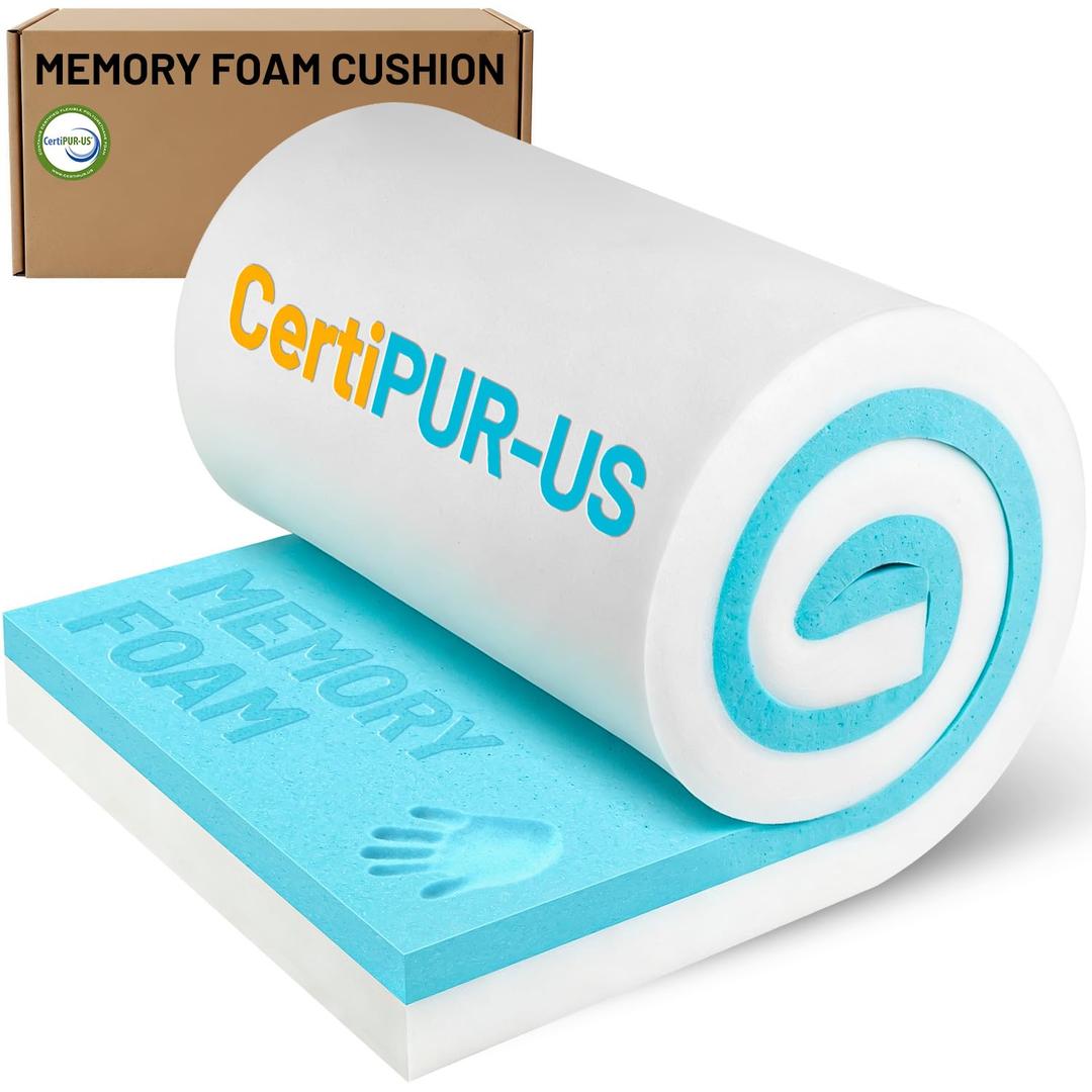 Memory Foam Upholstery, CertiPUR-US Certified High Density Gel Memory Foam Sponge 72"L24"W2"Thick Universal for Sofa Mattress Topper Gym Bench RV Seat Upgrade