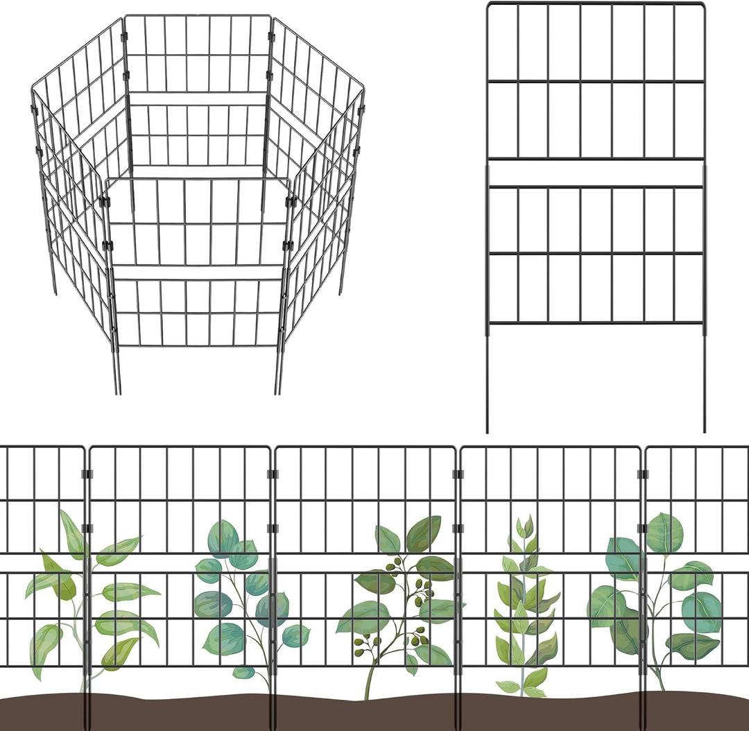 31.5 Inch(H) X 20 Ft(L) Tall Decorative Garden Fence 14 Pack Fencing Panels, Metal Wire Border No Dig Fencing Animal Barrier for Dog, Flower Edging for Yard Landscape Patio Outdoor Decor