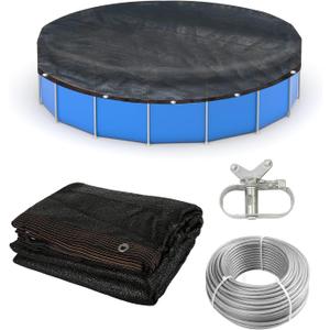 Pool Leaf Net Cover 18 ft Round, Fine Mesh Leaf Net for Above Ground Pool, Winter Pool Covers for Above Ground Pools with Winch & Cable, Cover Size: 21.3-Feet Dia (Includes 3-feet Overlap), Black