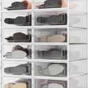 PARANTA 12-Piece Boot and Shoe Storage Box, Stackable Clear Plastic Shoe Box, Space-Saving Shoe Organizer for Boots, Sneakers, and High Heels, Clear