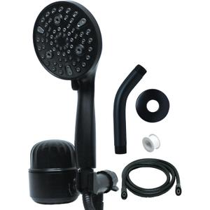 Filtered High-Pressure Handheld Shower Head for Hard Water & Chlorine Filtration with 9 Spray Settings Including Power Wash, Rainfall, Mist, and Massaging 2.5GPM (Matte Black - Obsidian)