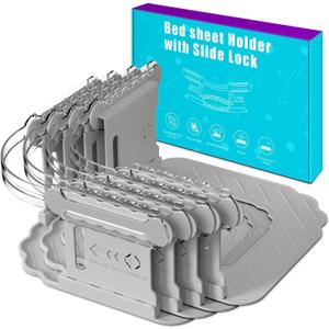 Bed Sheet Holders for Corners, Bed Sheet Grippers, 4Pcs Fitted Sheet Holder Keep Sheets Firm & Tight, Bed Sheet Straps, Lock Sheet Holders, Bed Sheet Clips Fit Sheet Mattres Easy Install
