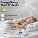 52 Inch Wood Ceiling Fans with Lights Remote,Low Profile Flush Mount Ceiling Fan with Light,Outdoor Indoor Modern Ceiling fan for Bedroom Living room Patio,White,3 Blades,Dimmable,6 Speed,Noiseless, 52-Remote Control
