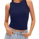 Darong Womens Sleeveless Racerback Crew Neck Casual Basic Double Lined Fitted Tank Top 9203 Navy Blue XL (XL)