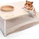 Niteangel Small Animal Sand-Bath Box: - Acrylic Critter's Sand Bath Shower Room & Digging Sand Container for Hamsters Mice Lemming Gerbils or Other Small Pets (Rectangle, Birch-Wood)