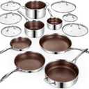 Deluxe13 Piece Hybrid Ceramic Nonstick Stainless Steel Cookware Set
