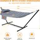 Lazy Daze Deluxe Heavy Duty Hammock with Stand for Outside, Light Grey