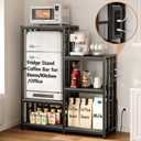 Mini Fridge Stand Coffee Bar Cabinet Station With Small Refrigerator Insert Storage Space, Shelf Organizer For Dorm Microwave To Sit On, Grey Baker Rack With Power Outlet, Big Table To Go Over Fridge (15.7"D x 40.5"W x 48.8"H)