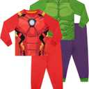Marvel Pajamas | Hulk and Iron Man Boys' Pajama Sets | Avengers Pjs for Kids | 2 Pack Long Sleeve Pj Set (4, Multicolored)