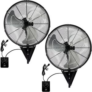 2 Pack 20" Wall Mount Fan, 7100CFM Heavy Duty Wall Fan with 3-Speed & Adjustable Tilt, High Velocity Industrial Oscillating Fans for Garage, Factory, Patio, Porch, Shop & Commercial Use - ETL Listed