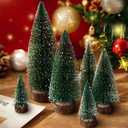 6pcs Mini Christmas Trees Decorations Small Bottle Brush Trees,Artificial Tabletop Christmas Tree for Indoor Outdoor Home Room Party Gift (Green)