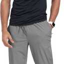 Men's Sweatpants Athletic Pants Joggers with Zipper Pockets Lightweight Quick Dry Workout Track Pants for Gym Running (Gray, L)