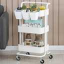 Zerodeko 3pcs Hanging Basket Cart Storage Box Kitchen Hanging Baskets for Pantry Cabinet Wardrobe Bathroom Sundries Holder Compact Organizer Bins for Home Living Room