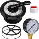 5 Pcs Compatible with Hayward SPX0714BA Key Cover and Handle Assembly with ECX270861 Pressure Gauge Compatible, Replacement Top Mount Multiport Valve Set SPX0710XD Gasket and CLX200K O-Ring