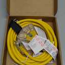 12FT 12 Gauge Heavy Duty Outdoor Extension Cord Waterproof with 3 Outlets Splitter & Lighted End, SJTW 15A 1875W 3 Prong Weatherproof Electric Cable Multi-Plug 3 way Power Cord, ETL Listed for Outside