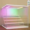 NONEMEY Clear Acrylic Display Case with Light ,3/4/5/6 Tier Multiple Color Lights via Remote Control Dustproof Display Box for Collectibles Figures Mini Toys (5Tier 12.4*12.2*12inch )