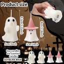 2 x Minatee 4 Pieces Halloween Ghost Candles Large Scented Spooky Cute Pink Witch Hat Candles Gifts for Halloween Party Boo Basket Stuffers Home Table Decor, 2 Style (White)
