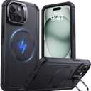 ESR for iPhone 15 Case with Stand, 23 ft Military-Grade Drop Protection Heavy Duty Magnetic Phone Case, Compatible with MagSafe Accessories, Cyber Series, Black