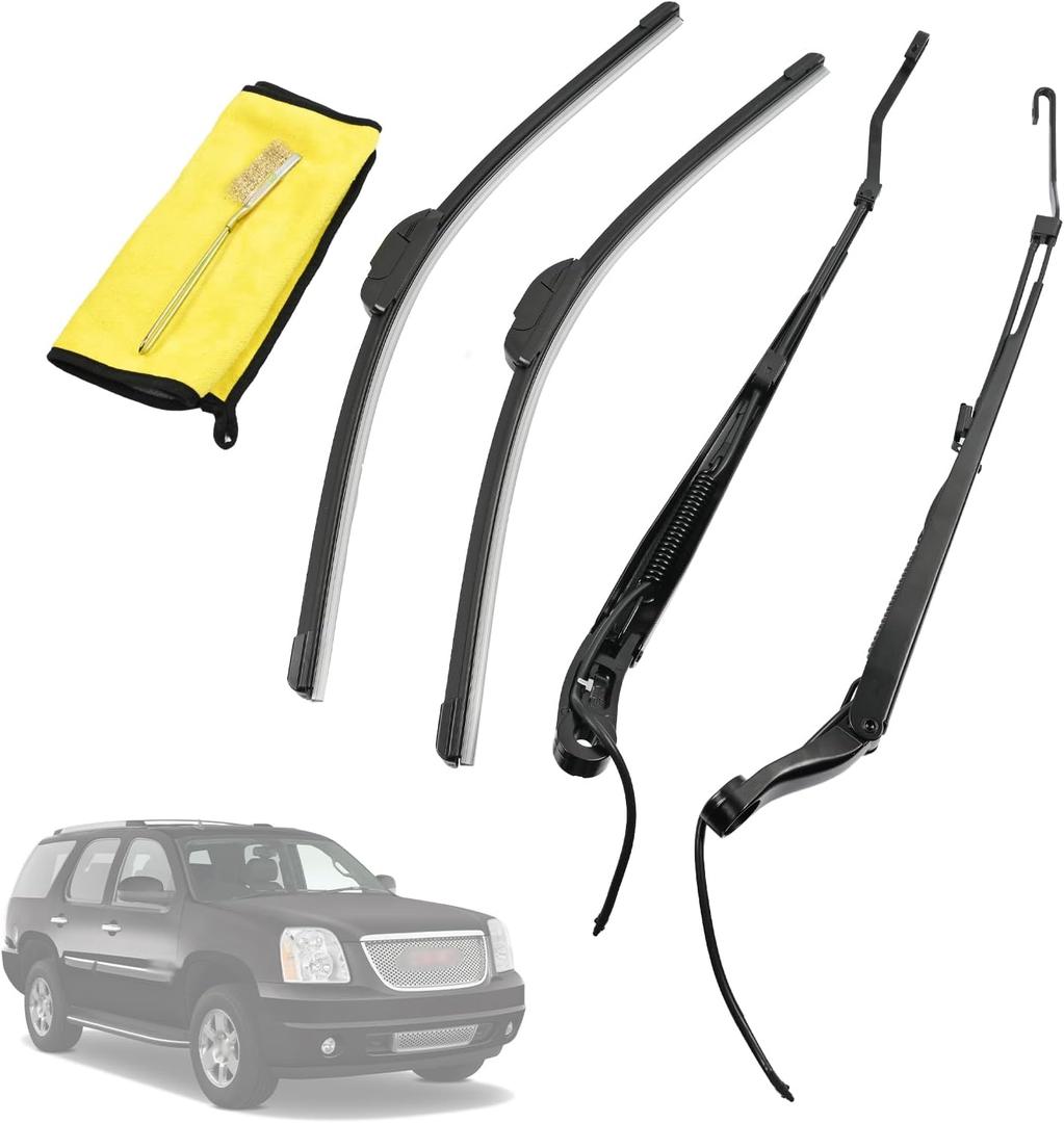 1 Pair Front Windshield Wiper Arm & 22" Blade Kit 22917501 22917502 20788071 Compatible with Cadillac Escalade GMC Yukon, Compatible with Chevrolet Suburban/Avalanche/Tahoe 2008-2013