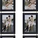 Lavezee 4x6 Collage Triple Picture Frames Set, Black 6 Opening Hanging Vertical Frame Made to Display 4 by 6 Inch Photo Print for Wall Decor
