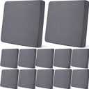 Newwiee 12 Pcs Patio Outdoor Cushion Covers Replacement Waterproof Stretch Sofa Couch Cushion Covers Washable Individual Couch Slipcovers Set Furniture Protector for Pets(20-27 Inch,Dark Gray)