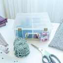 ArtBin 6990AB Super Satchel Double Deep Compartment Box - Art Storage with 8 Removable Compartments, Smart Closure for Craft Supplies (Gold- Pack of 1)