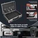 LOCKCURX File Organizer Storage Box - 14.2 x 9.4 x 4.5 Inch Medium, Portable Locking Storage Totes with Dual Combination Locks for Cash, Documents & Valuables - Black