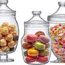 Amazing Abby - Keep - Acrylic Apothecary Jars (3-Piece Set), Plastic Jars with Lids, Bathroom Canisters, Vanity Organizers, Candy Buffet, Wedding Display, BPA-Free and Shatter-Proof (NOT Glass)