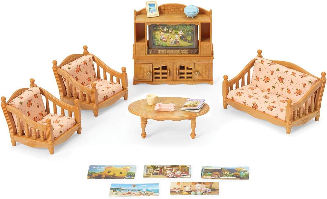 Calico Critters Comfy Living Room Set - Toy Dollhouse Furniture & Accessories Set for Ages 3+