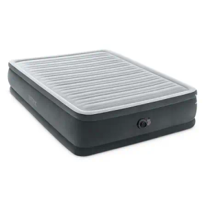 Intex: Dura-Beam Deluxe Comfort-Plush Air Mattress - 22" Queen Blue - Built-in Electric Pump, Durable Fiber-Tech, Carry Bag Included, 600lb Capacity