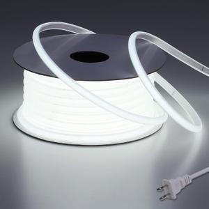 AC 110V COB LED Strip Lights Outdoor Waterproof 65.6ft, 6000K Cool White Super Bright 200W CRI 90+ LED Rope Light, IP65 Flexible Cuttable, for Bedroom Garden Commercial House