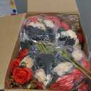 Domensi 12 Sets Wedding Centerpiece for Table Artificial Rose with Vase Fake Bouquets and Metal Pot Floral Arrangements for Mother's Day Holiday Party Event Table Decor (Red,Champagne)